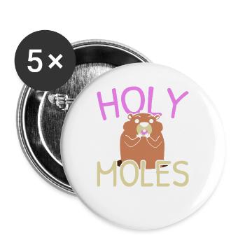 Löchrige Maulwürfe Tierisches Wortspiel Maulwurfli - Buttons groß 56 mm (5er Pack) - Weiß - Vorne