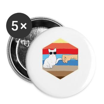 Katzenfreund Katzenliebhaber Cool Katze - Buttons groß 56 mm (5er Pack) - Weiß - Vorne