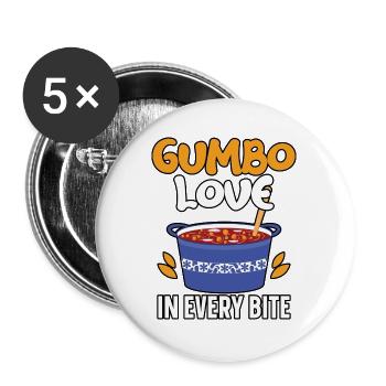 Gumbo-Liebhaber Foodie Louisiana Essen Cajun-Küche - Buttons groß 56 mm (5er Pack) - Weiß - Vorne