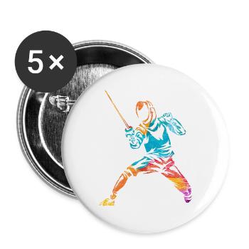 Mutiger Säbelfechter Mannschaftskampf - Buttons groß 56 mm (5er Pack) - Weiß - Vorne