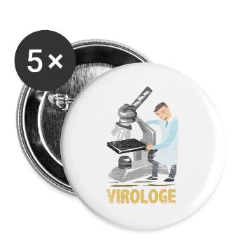 Cleverer Virologe Forschungslabor - Buttons groß 56 mm (5er Pack) - Weiß - Vorne