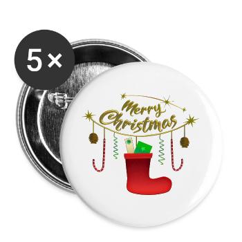 Merry Christmas - Buttons groß 56 mm (5er Pack) - Weiß - Vorne