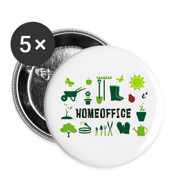 homeoffice im Garten - Buttons groß 56 mm (5er Pack) - Weiß - Vorne