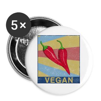 Chilli Nahrung Nahrungsmittel Lecker Essen Gemüse - Buttons groß 56 mm (5er Pack) - Weiß - Vorne