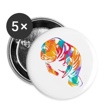 Gemächliche Seekuh Meeresgigant - Buttons groß 56 mm (5er Pack) - Weiß - Vorne