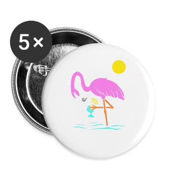 Flamingo Graphic Flamingoliebhaber Cocktailtrinker - Buttons groß 56 mm (5er Pack) - Weiß - Vorne