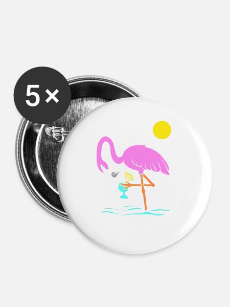 Flamingo Graphic Flamingoliebhaber Cocktailtrinker - Buttons groß 56 mm (5er Pack) - Weiß