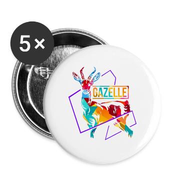 Federleichte Gazelle Afrikasafari - Buttons groß 56 mm (5er Pack) - Weiß - Vorne