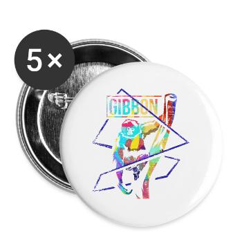 Furchtloser Gibbon Dschungelpfad - Buttons groß 56 mm (5er Pack) - Weiß - Vorne