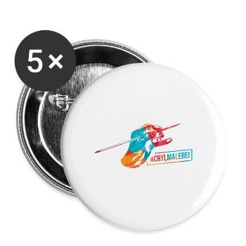 Lebendige Acrylmalerei Leinwand - Buttons groß 56 mm (5er Pack) - Weiß - Vorne