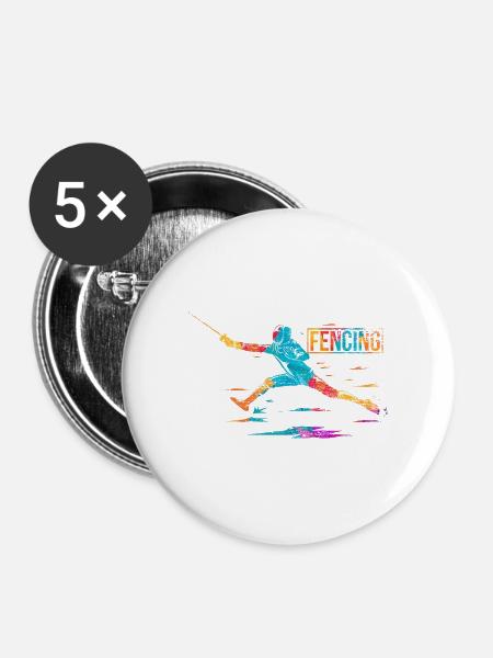 Blitzschneller Fechter Florettduell - Buttons groß 56 mm (5er Pack) - Weiß