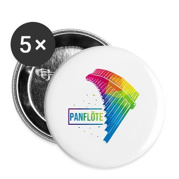 Melodische Panflöte Volksmusik - Buttons groß 56 mm (5er Pack) - Weiß - Vorne