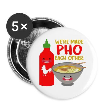 Herzerwärmende Pho Liebespärchen - Buttons groß 56 mm (5er Pack) - Weiß - Vorne