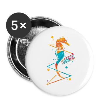 Seepferdchen Seepferd Hippocampus Hippo Polygon - Buttons groß 56 mm (5er Pack) - Weiß - Vorne