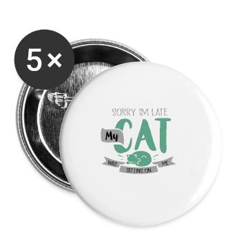 Verschmustes Stubentiger Ausrede - Buttons groß 56 mm (5er Pack) - Weiß - Vorne