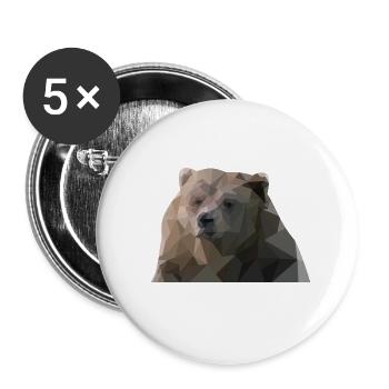 Kraftvoller Grizzlybär Bärenfreund - Buttons groß 56 mm (5er Pack) - Weiß - Vorne