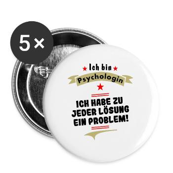 psychologin ich habe zu jeder lösung ein problem - Buttons groß 56 mm (5er Pack) - Weiß - Vorne