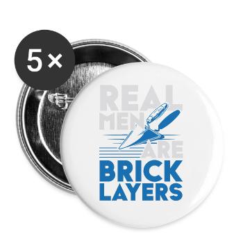 Echte Männer sind Maurer Maurer Beruf Ziegelsteinl - Buttons groß 56 mm (5er Pack) - Weiß - Vorne
