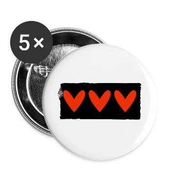 HERZ. HERZ. VALENTINSTAG. LIEBE. LIEBE. PAAR. - Buttons groß 56 mm (5er Pack) - Weiß - Vorne