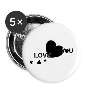 love you valentine couple hearts - Buttons groß 56 mm (5er Pack) - Weiß - Vorne