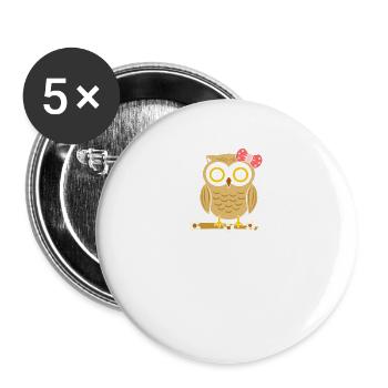 Uhu Eule Süß - Buttons groß 56 mm (5er Pack) - Weiß - Vorne
