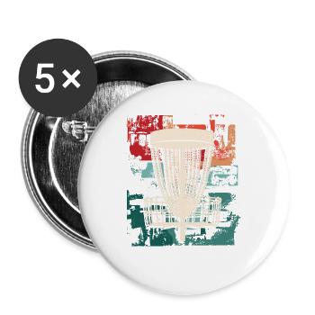 Discgolf Disc Golf Jungen Discgolfer Herren - Buttons groß 56 mm (5er Pack) - Weiß - Vorne