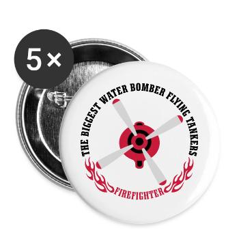 Martin Mars klein Firefighter - Buttons groß 56 mm (5er Pack) - Weiß - Vorne