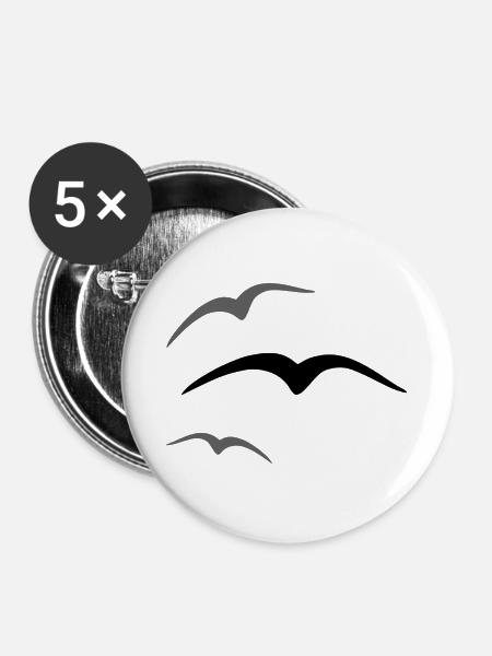Vogel 3 - Buttons groß 56 mm (5er Pack) - Weiß