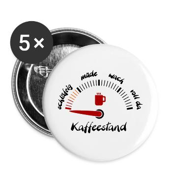 Kaffeeanzeige müde - Buttons groß 56 mm (5er Pack) - Weiß - Vorne