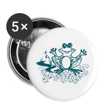 Süßer Frosch - Buttons groß 56 mm (5er Pack) - Weiß - Vorne