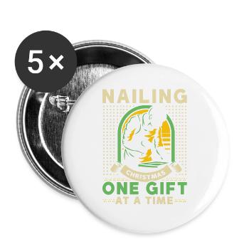 Santa Loves A Clean Smile Zahnarzt Dental Weihnach - Buttons groß 56 mm (5er Pack) - Weiß - Vorne