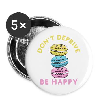 NICHT BERAUBEN SEI GLÜCKLICH - Buttons groß 56 mm (5er Pack) - Weiß - Vorne