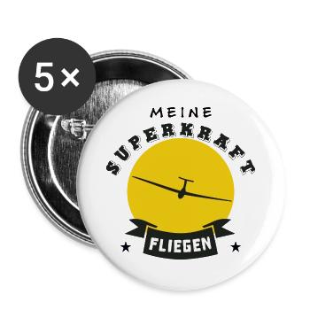 meine superkraft ist fliegen - Buttons groß 56 mm (5er Pack) - Weiß - Vorne