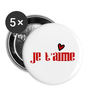 PAAR. GERADE VERHEIRATET. Junggesellinnenabschied. VALENTINSTAG. MARIES - Buttons groß 56 mm (5er Pack) - Weiß - Vorne