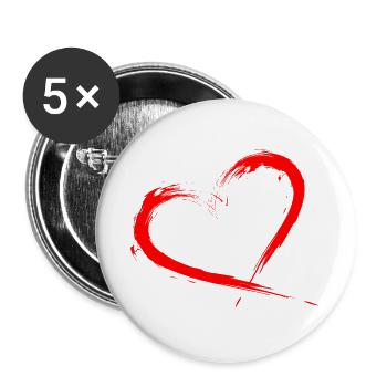 Herz Design Bürste Rot Neu Vektorgrafik - Buttons groß 56 mm (5er Pack) - Weiß - Vorne
