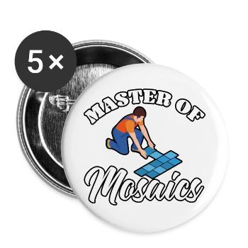 Fliesenleger Fliesensetzer Beruf Fugenleger Fliese - Buttons groß 56 mm (5er Pack) - Weiß - Vorne