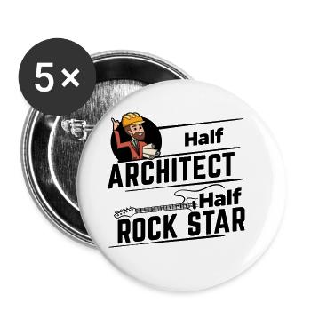 Half Architect, half Rock Star - Architekt Gitarre - Buttons groß 56 mm (5er Pack) - Weiß - Vorne