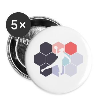 Handball Mädchen Handballerin Handballspielerin - Buttons groß 56 mm (5er Pack) - Weiß - Vorne