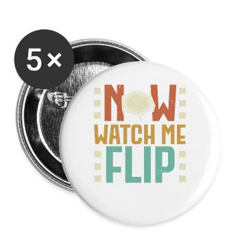 Now Watch Me Flip Trampolining Trampolin - Buttons groß 56 mm (5er Pack) - Weiß - Vorne