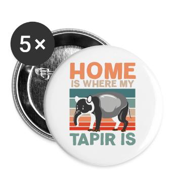 Zuhause ist, wo mein Tapir ist Tierpfleger - Buttons groß 56 mm (5er Pack) - Weiß - Vorne