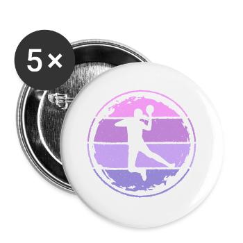 Handballspielerin Handballerin Kinder Handball - Buttons groß 56 mm (5er Pack) - Weiß - Vorne