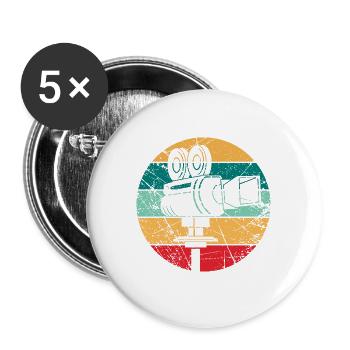 Kameramann Geschenk - Buttons groß 56 mm (5er Pack) - Weiß - Vorne