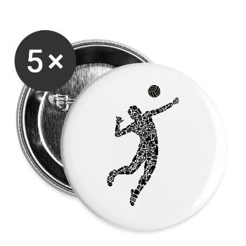 Volleyballspieler Symbole Jungen Volleyballer - Buttons groß 56 mm (5er Pack) - Weiß - Vorne