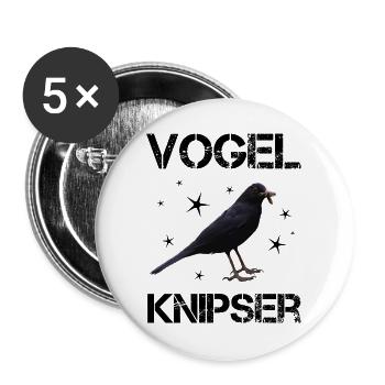 Vogelknipser Hobbyfotograf - Buttons groß 56 mm (5er Pack) - Weiß - Vorne