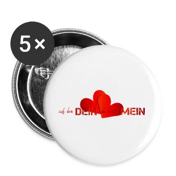 Valentinstag ich bin dein du bist mein - Buttons groß 56 mm (5er Pack) - Weiß - Vorne