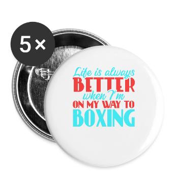 Boxing - Buttons groß 56 mm (5er Pack) - Weiß - Vorne