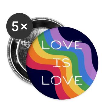 Liebe ist Liebe. Regenbogen-Design. - Buttons groß 56 mm (5er Pack) - Weiß - Vorne