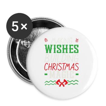 Holly Jolly Checkup Zahnärztliche Weihnachten - Buttons groß 56 mm (5er Pack) - Weiß - Vorne