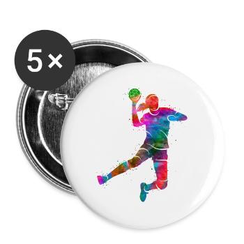 Handballspielerin Farbklecks Handball Handballerin - Buttons groß 56 mm (5er Pack) - Weiß - Vorne