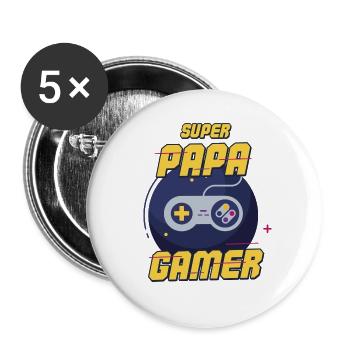 Super Daddy Gamer - Buttons groß 56 mm (5er Pack) - Weiß - Vorne